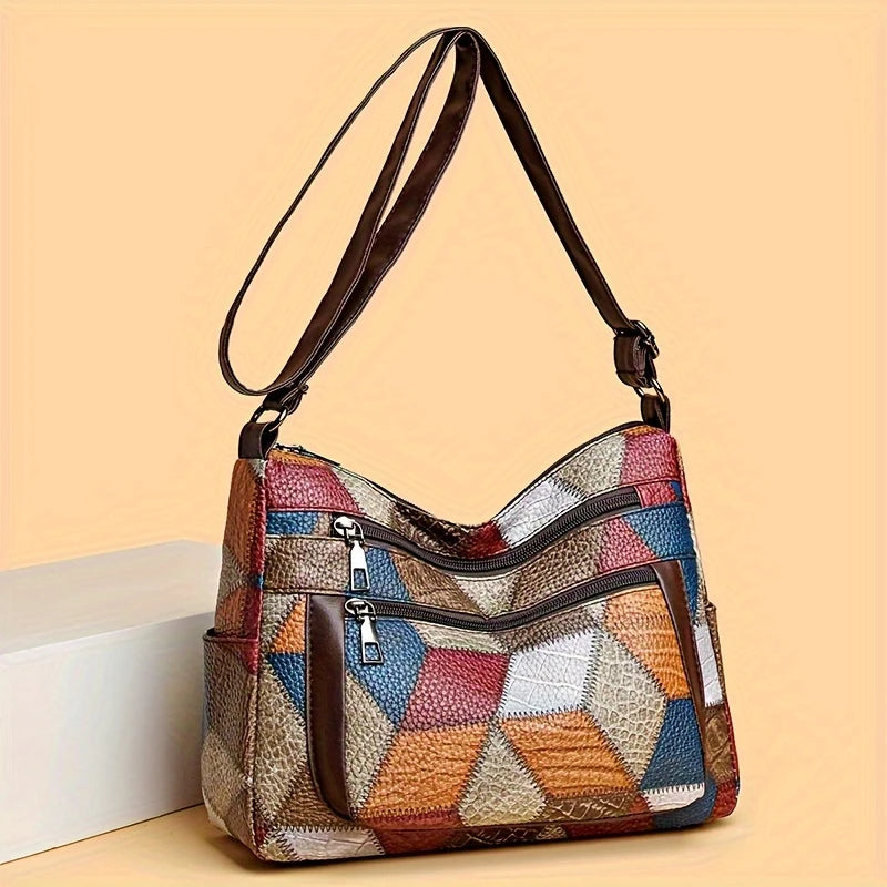 Vintage Geometric Crossbody Bag for Women