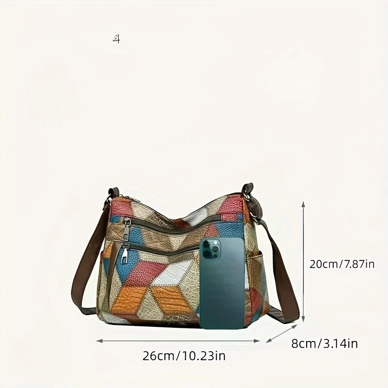 Vintage Geometric Crossbody Bag for Women