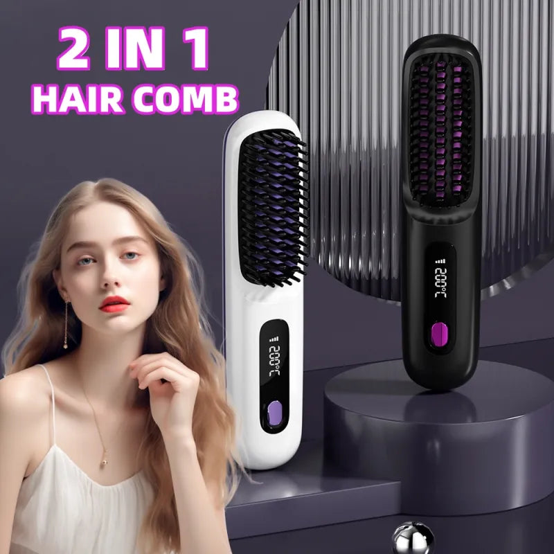 PortableWirelessHairStraightenerComb